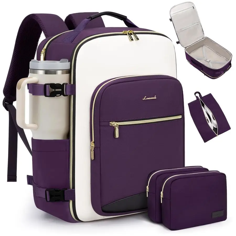 

40L Travel Backpack for Women amp Men, Airline Approved Carry On Luggage with 3 Packing Cubes, TSA Overnight Bags, Waterproof Pe