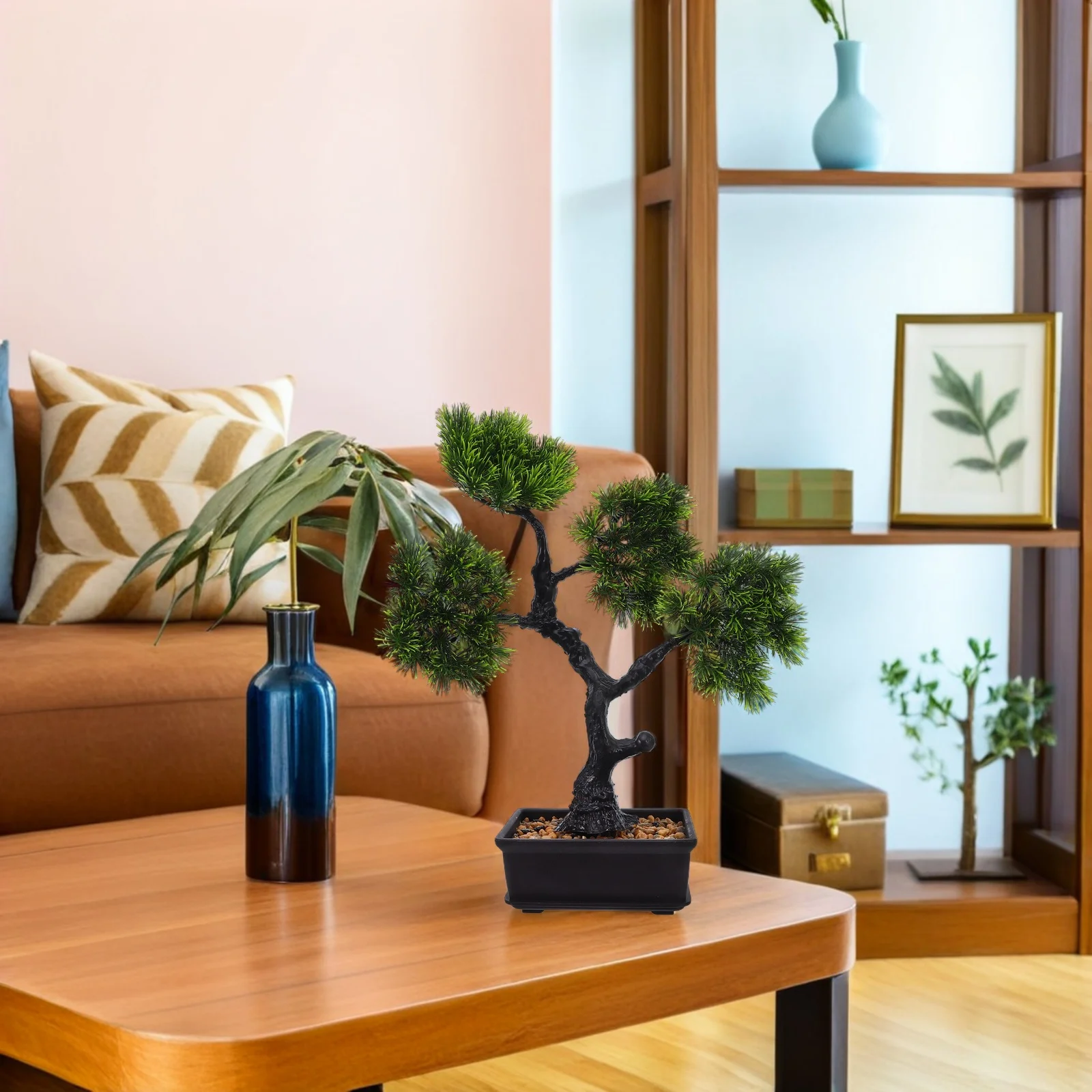 

Artificial Bonsai Tree in Pot Small Fake Potted Plant for Desk Home Office Decor Indoor Bonsai Tree Realistic Green Plastic