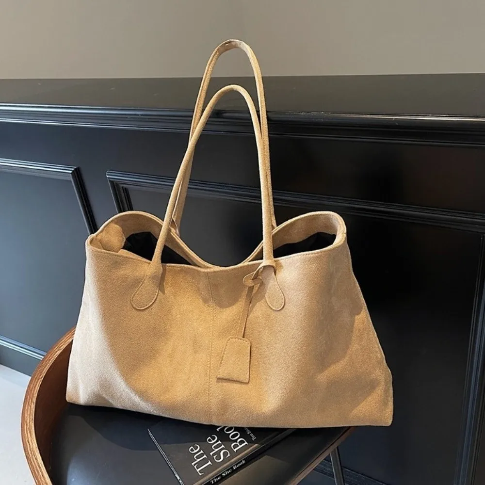 

Elegant Shoulder Pouch Suede Shoulder Bag Korean Style Storage Suede Handbag All-match Suede Bucket Bag Underarm Tote Bag Office