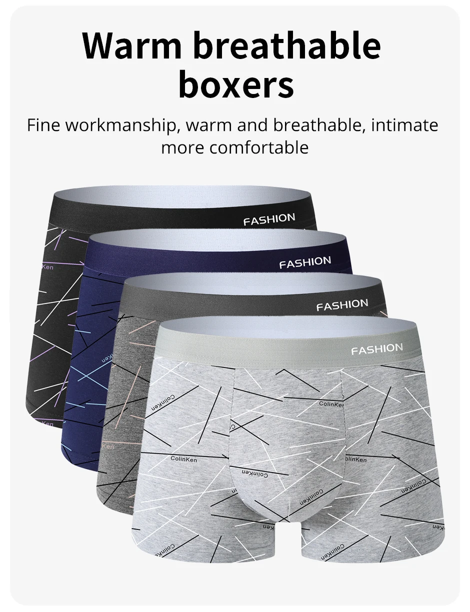 4er-Pack Herren-Boxershorts, weich, bequem, modisch, gesundheitsfördernd, für Sport und Freizeit, Herren-Unterwäsche – Detail 3