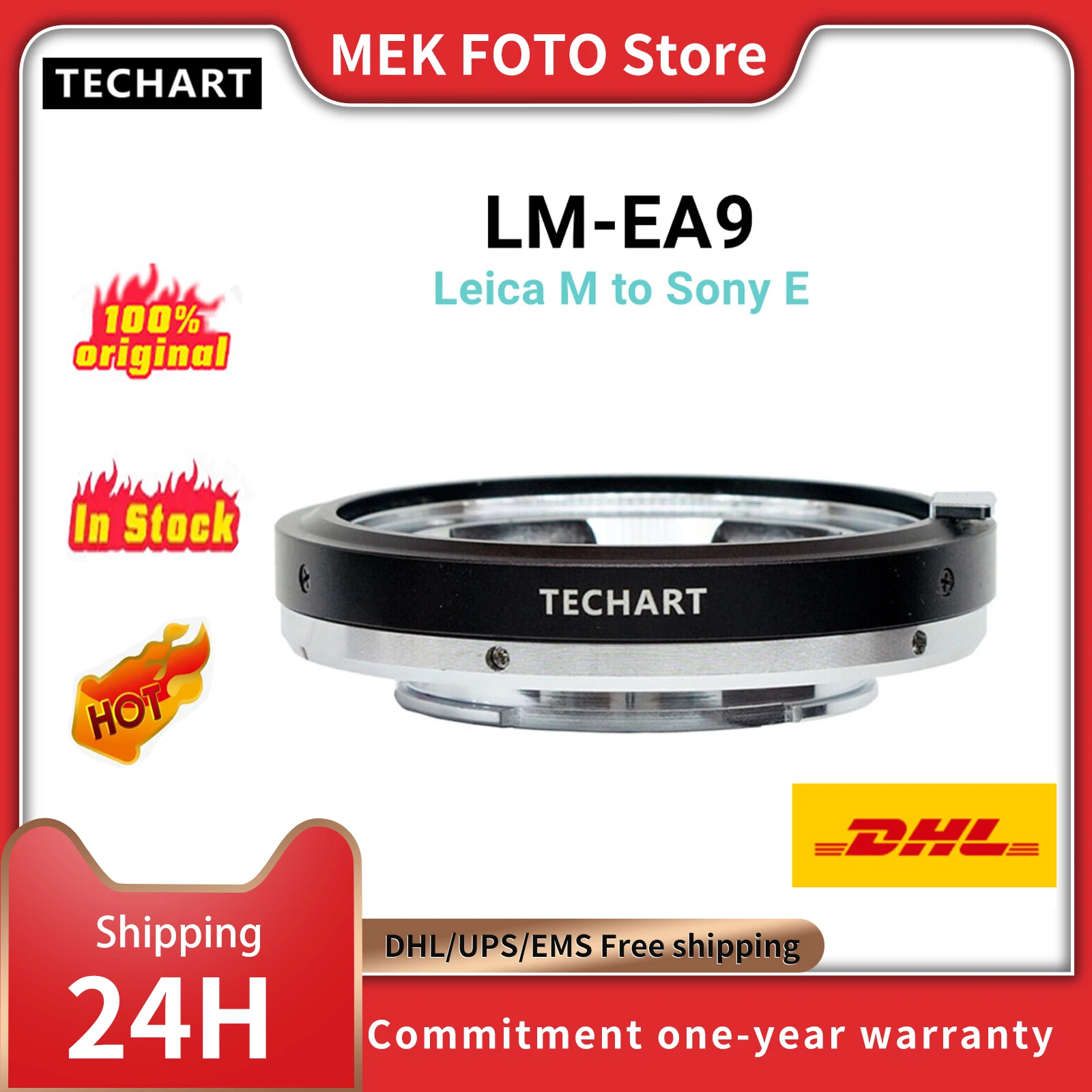 TECHART LM-EA9 Auto Focus Lens Adapter Ring for Leica M LM Lens to Sony NEX A7RII A6300 A9 A7SII Cameras