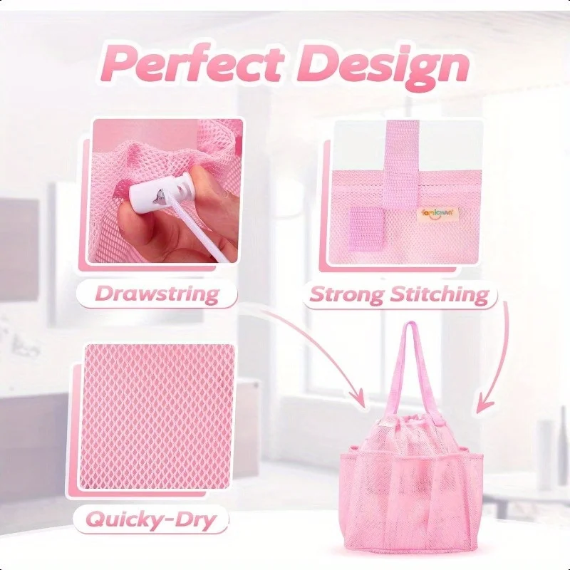 Large Pink With - Portable, Quick Drying, Foldable Suitable For Dormitories, Camping, Gyms, And -7 Side Pockets, Copper Ammonia