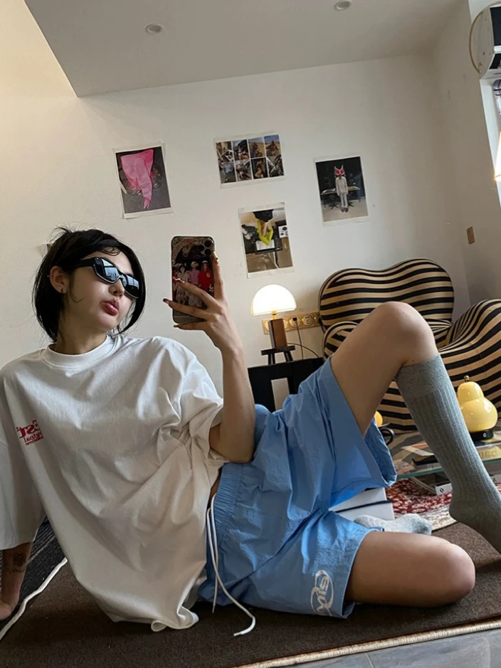 

American Sle Qui Dry Nylon orts ex Summer Модные свободные повседневные спортивные орты для пар длиной пять четвертей