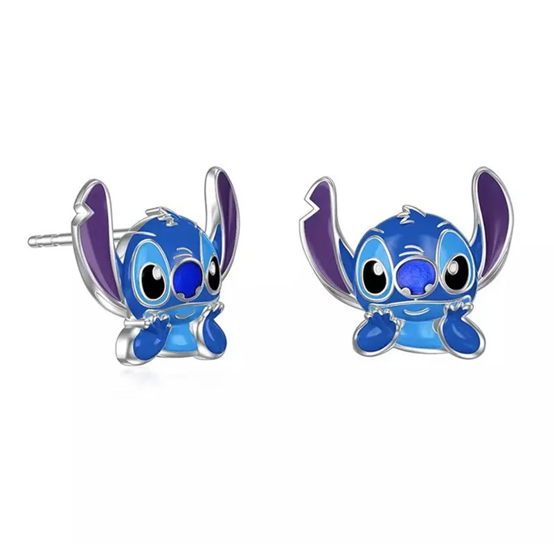 Disney Cartoon Lilo & Stitc Earrings Cute Personalized Ear Studs Kawaii Gift for Girls Metal Delicat  Anime Jewelry Accessories