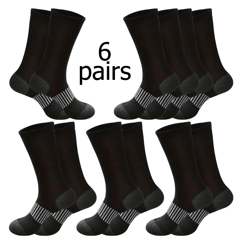 38-44 جوارب رياضية لكرة السلة 6 أزواج لجميع المواسم للجري في الهواء الطلق للنساء والرجال جوارب متوسطة الطول #4