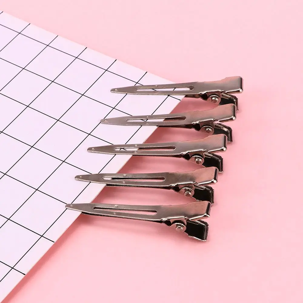 

50 шт., ультратонкие парикмахерские инструменты серебряного цвета, зажим для рта в форме утки, зажим для перегородки, заколка для волос из кожи аллигатора, плоское основание