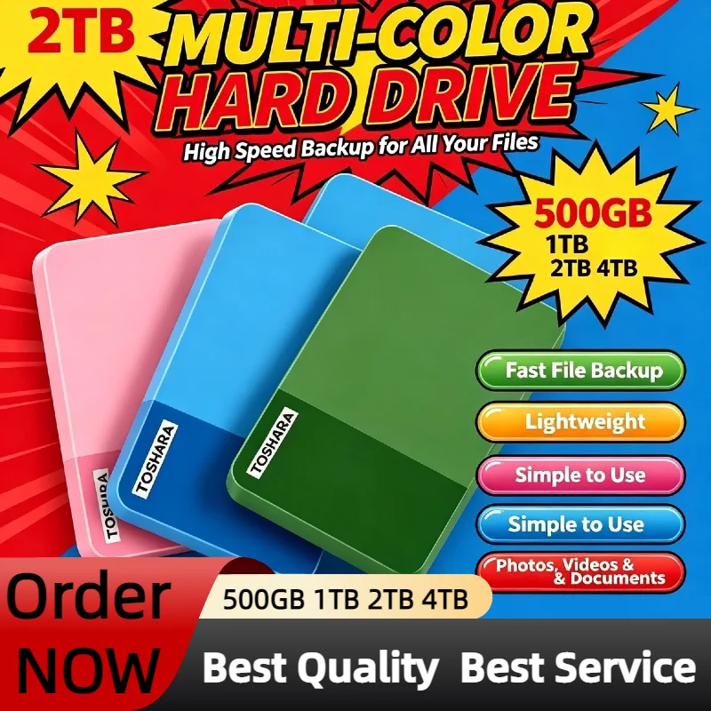 Brand New Portable External Hard Drive High Speed Disk Multi-color selection For Laptop Desktop Mac Android Phone Data Backup