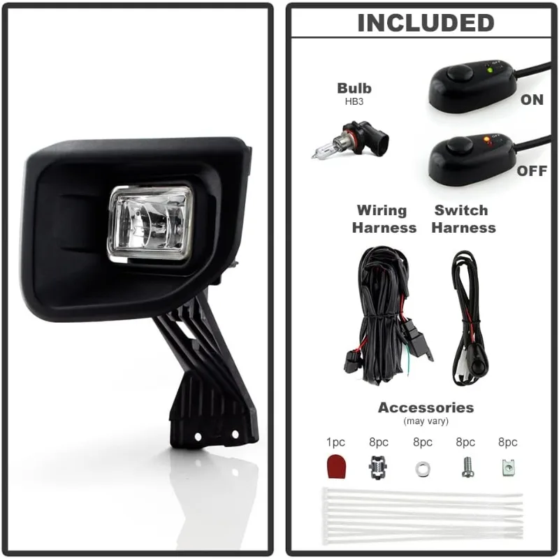 ACANII - لـ 2020-2022 F250 F350 SuperDuty [OE Style] مصابيح ضباب هالوجين مع مفتاح وأطقم زوج يسار + يمين