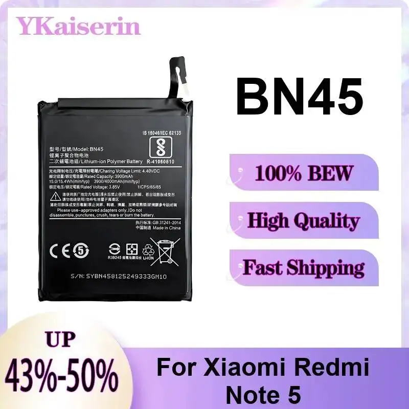 

Аккумулятор для мобильного телефона Xiaomi Redmi Note 5, безопасный и надежный, BN45, 4000 мАч, быстрая доставка
