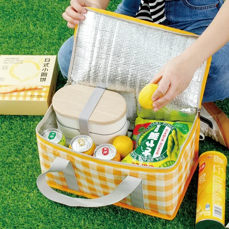 

Foldable Picnic Basket Outdoor Storage Bag Waterproof Picnic Bag Portable Bento Large Lunch Box Insulation Lunch Bag