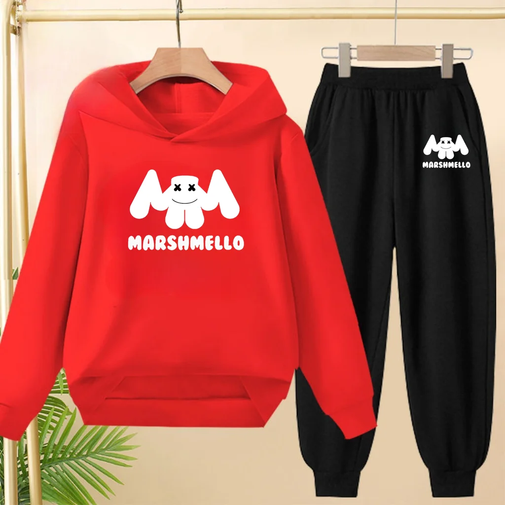 3-12 سن الأطفال ملابس خارجية الخريف الشتاء 2 قطعة مجموعة صبي فتاة خطابات طباعة هوديي بنطلون البلوز لطيف مقنعين رياضية