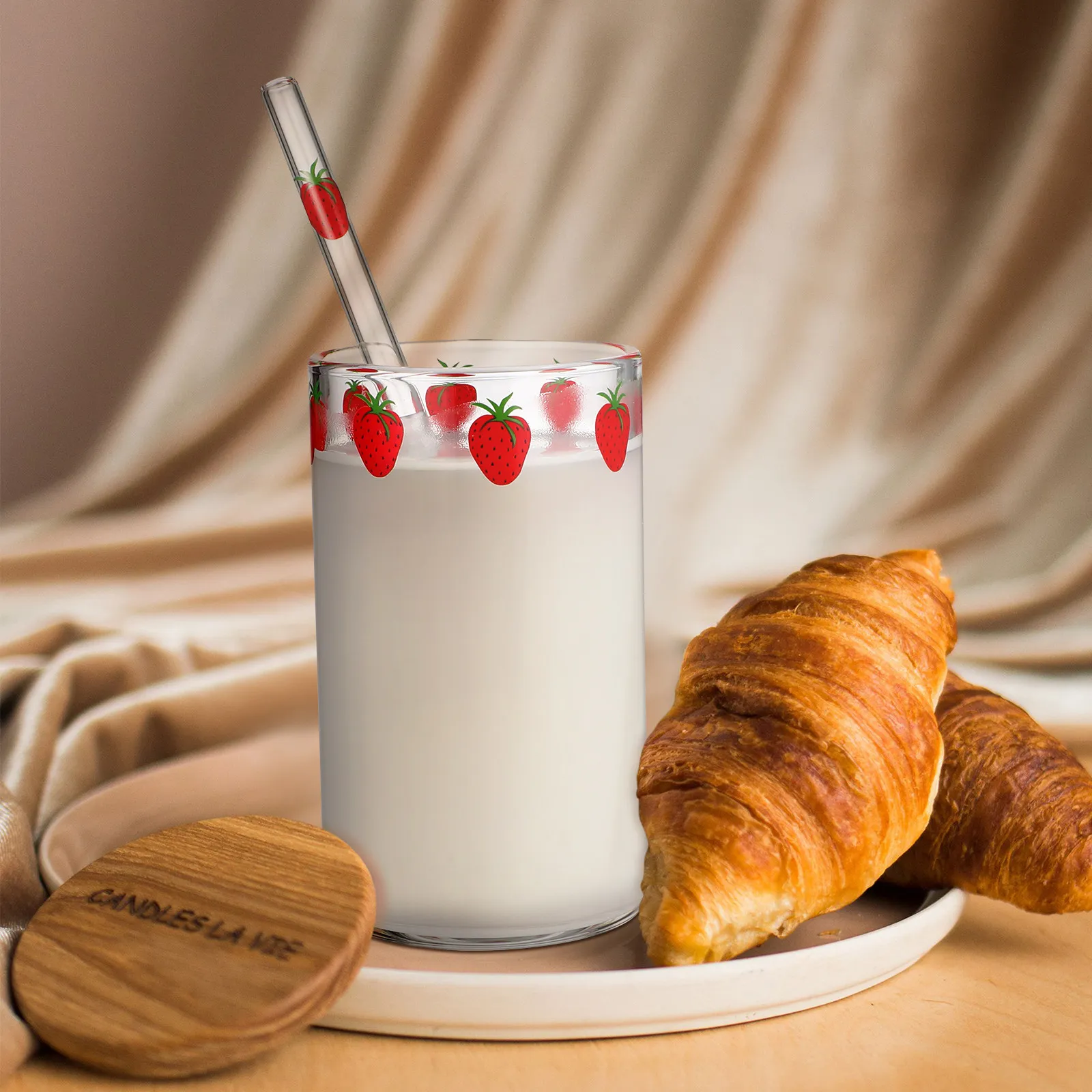 

2Sets Decorative Water Cup Clear Glass Milk Mug with Straw for Juice Iced Coffee Soft Drink Bpa Free Household Kitchen Cup