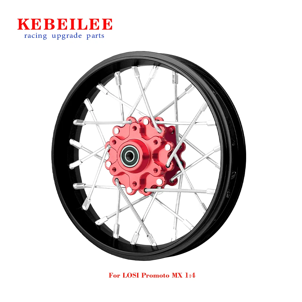 Roda dianteira de alumínio CNC KEBEILEE V2 para motocicleta LOSI Promoto MX 1:4 preta