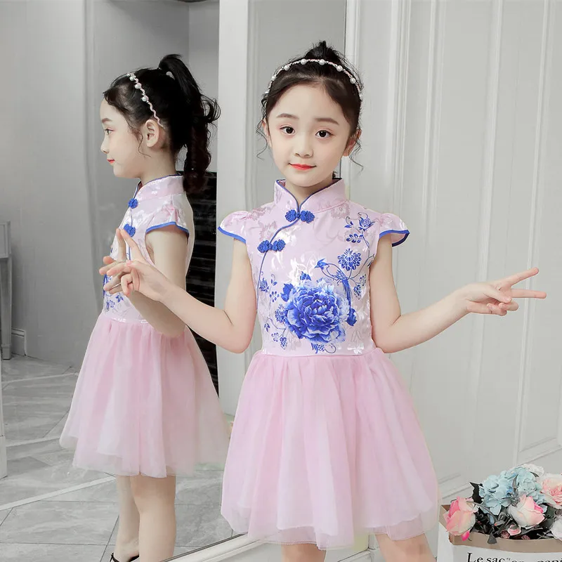 Fashion Children\'s Clothing Qipao Performance Baby Chinese Style Dress Vestidos Casual Kids Cheongsam Modern Party Girls Dresses