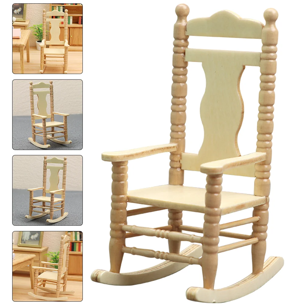 Dollhouse Stool Mini Chair Decor Baby Ornament Tiny Furniture Figurine Small Wooden Accessories Model