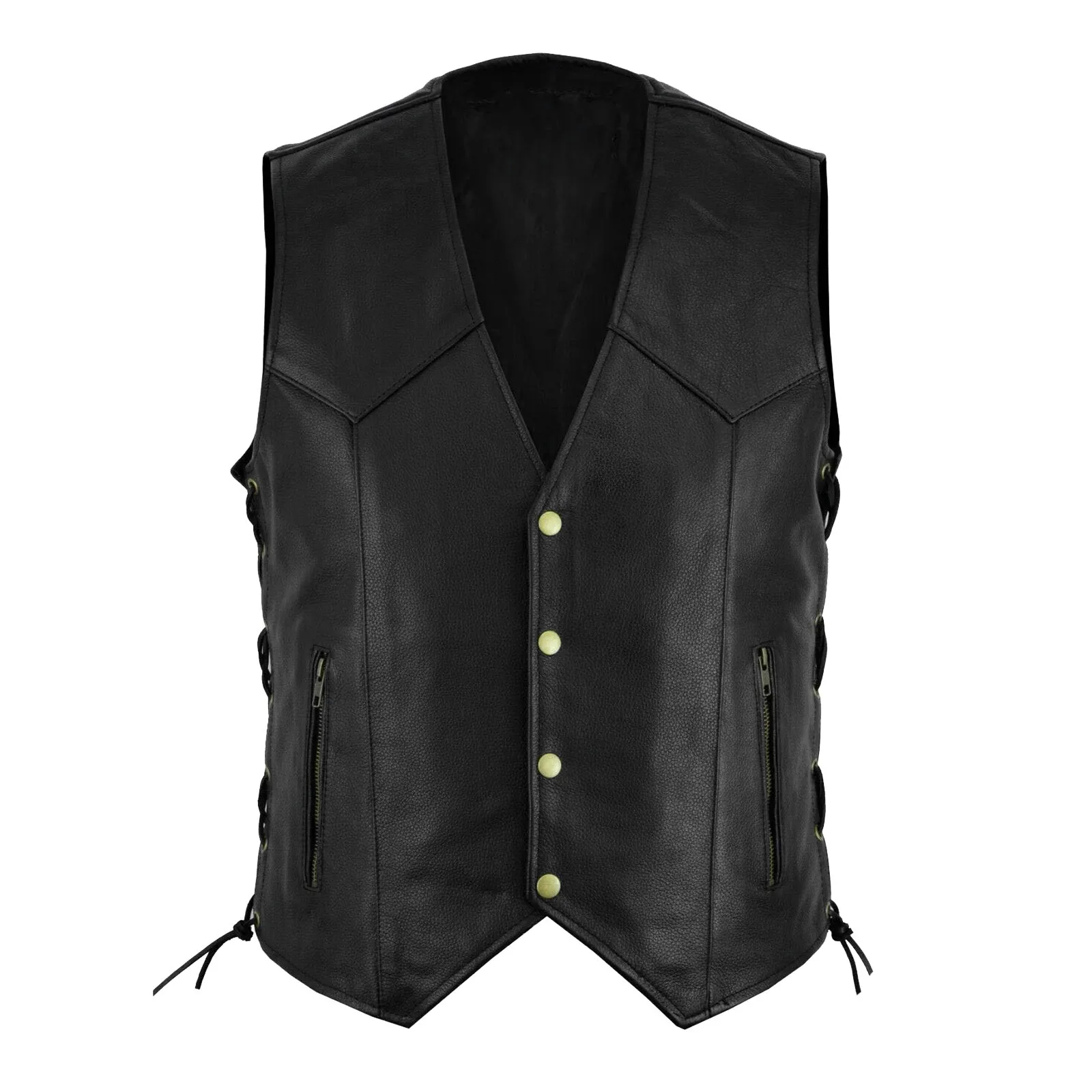 

Men Fashion Casual Solid Color Vest Motorcycle Fleet Punk Leather Vests V Neck Sleeveless Slimming Fitting Men's Outerwear Vests