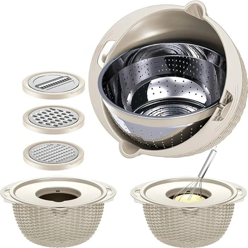 

Colander set with bowl Colander fruit filter bowl Rotatable kitchen colander filter bowl