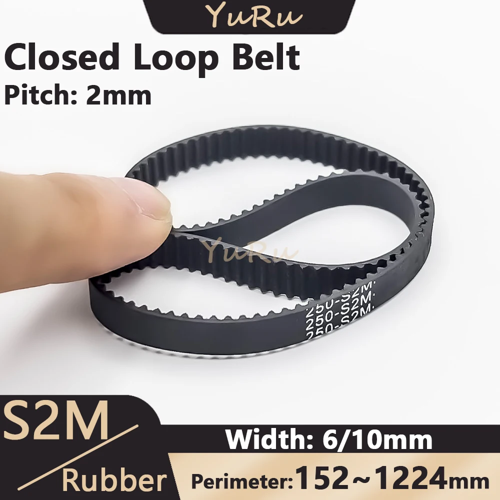 S2M Timing Belt Width 6/10mm Rubber Closed Loop Perimeter 152 210 250 302 460 518 800 1016 1224mm S2M Timing Synchronous Belt