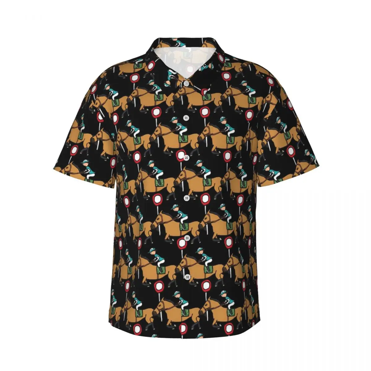 Horse Racing Beach Shirt Animal Print Hawaiian Casual Shirts Man Classic Blouses Short-Sleeved Breathable Custom Clothing