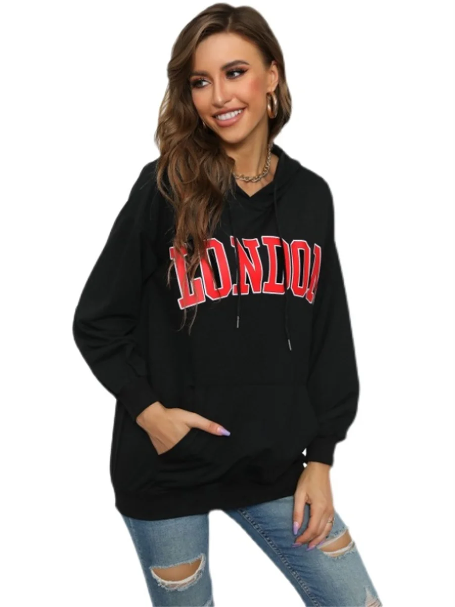 

Autumn Hoodie Female Long Sleeve Cotton Sweatshit Women Fashion Round Neck Loose Patchwork Leisure Patchwork Sweatshirts AA4379