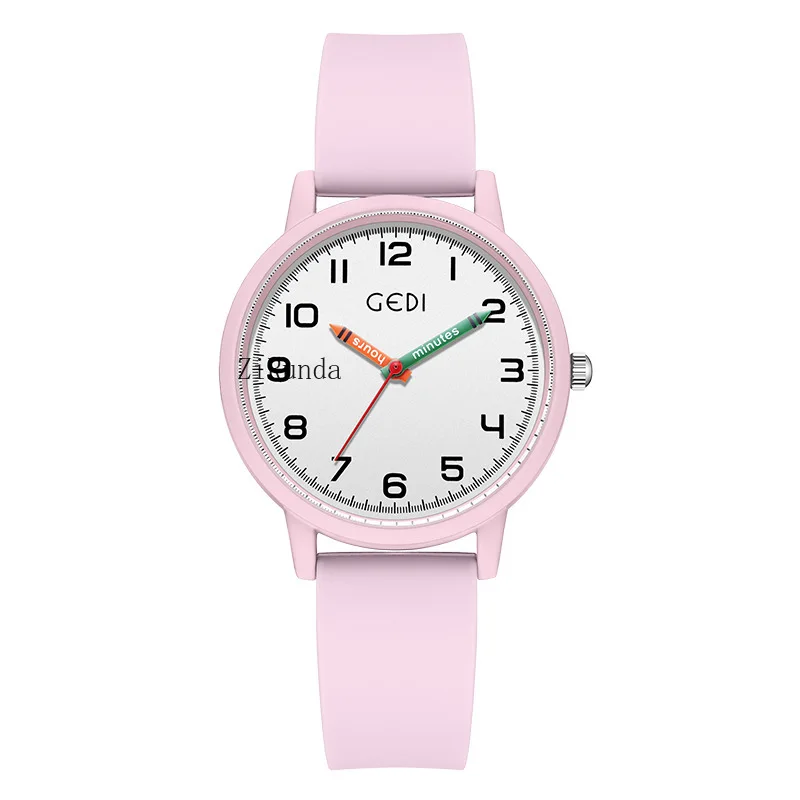 ساعة خاصة بسيطة لامتحان الخدمة المدنية للطلاب، ساعة سيليكون بلون الحلوى، ساعة كوارتز بإبرة قلم رصاص للسيدات #6