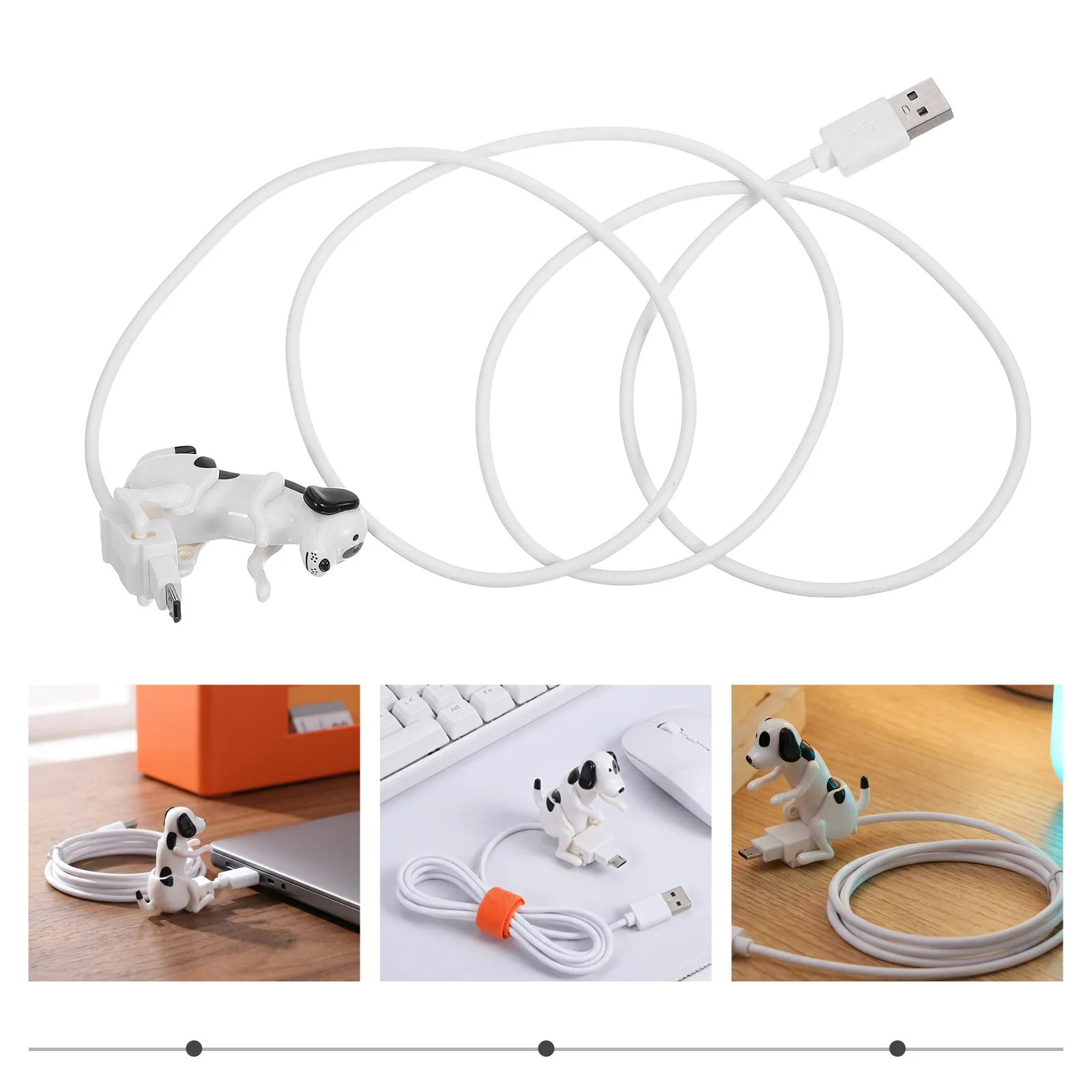 Moving Dog Charging Cable USB to Type C Fast Charge Cute Phone Data Transfer Cord Novelty Puppy USB Charger Cute Desk Cable