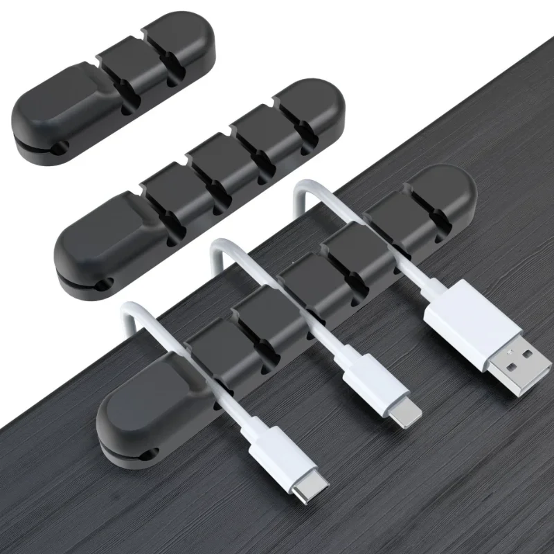 Poroso Cable Organizer Borracha USB Data Cable Winder Management Cord Clips Desktop Cable Holder para Mouse Teclado Headphone Wire