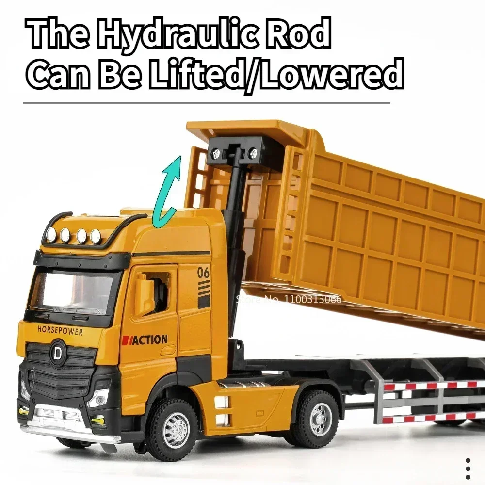 1/50 Legering Uitgebreide Dump Truck Model Speelgoed Metalen Diecasts Auto Licht Geluid Trek Techniek Voertuig voor Kinderen Geschenken Collectie