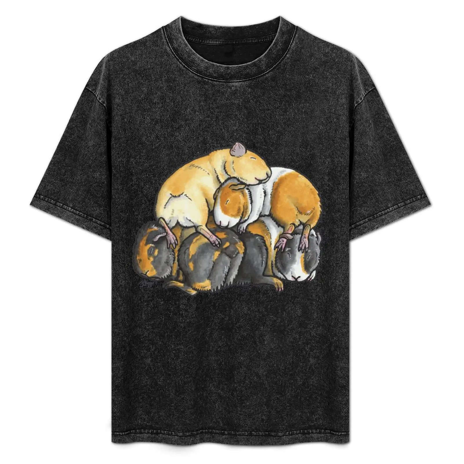 

Sleeping pile of Guinea pigs T-Shirt Work Wear Simple Tee Shirt