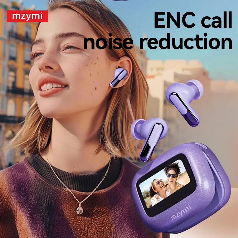 mzymi V20 ENC Wireless Earbuds Bluetooth5.3 Noise Cancelling Touch Screen OEM Earphones HIFI Stereo Sound LED Headset For XIAOMI