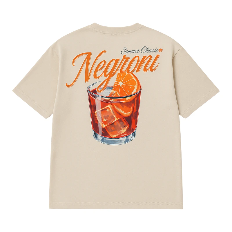 Negroni Summer Classic Cocktail T-Shirt Men Women Retro Drink Print Oversized Casual Streetwear Short Sleeve Tee Tops