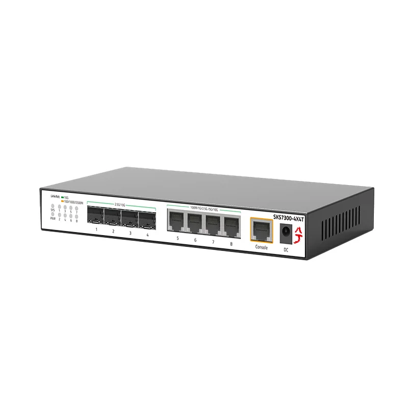 XikeStor L2 Managed Switch 4*10GRJ45 ports 4*10G SFP+ ports Ethernet Switch Auto-adaptation Support VLAN QoS SPT LACP