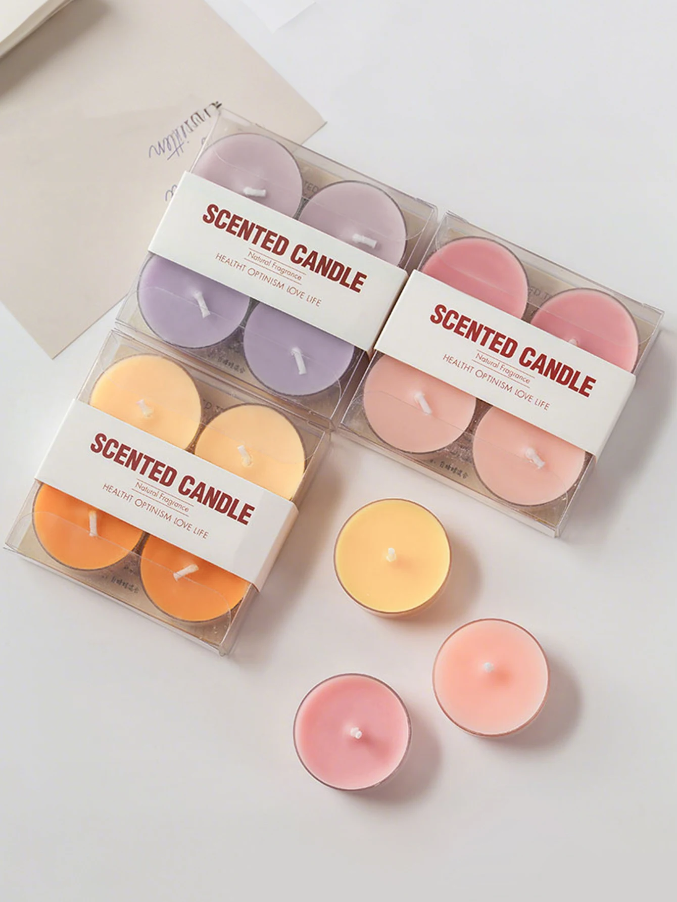 4pcs Handmade smokeless soy wax Round Tea Wax Ambiance Gift Creative Fragrance Premium Wedding Companion Aromatherapy candle Hom