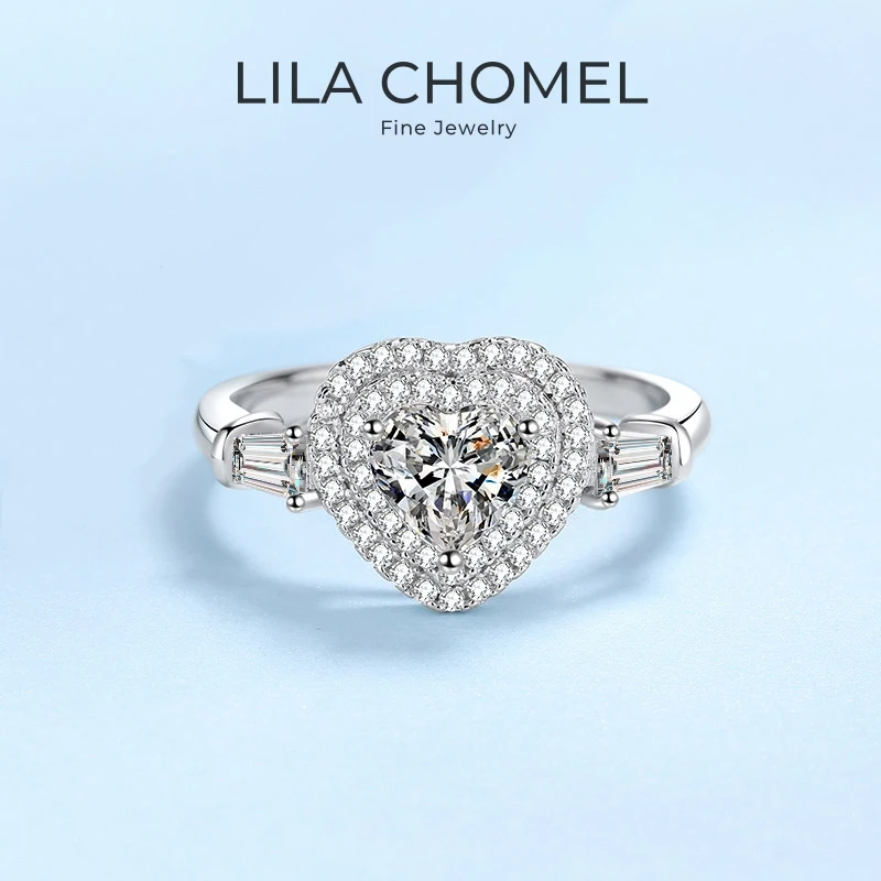 

Women Engagement 18K White Gold Wedding Band 1CT Moissanite Diamond Girl Valentine's Day PT950 Platinum Wife Birthday Gift Rings