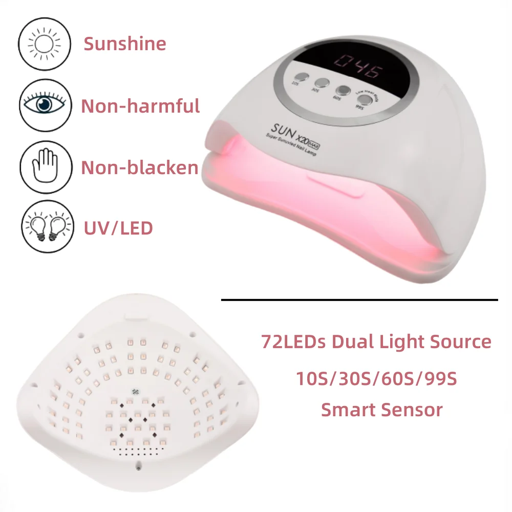 2024 New SUN X20 MAX UV LED Nail Lamp Quick Dry Nail Gel Polish Home Salon Nail Dryer Lamp for Manicure with Auto Sensor