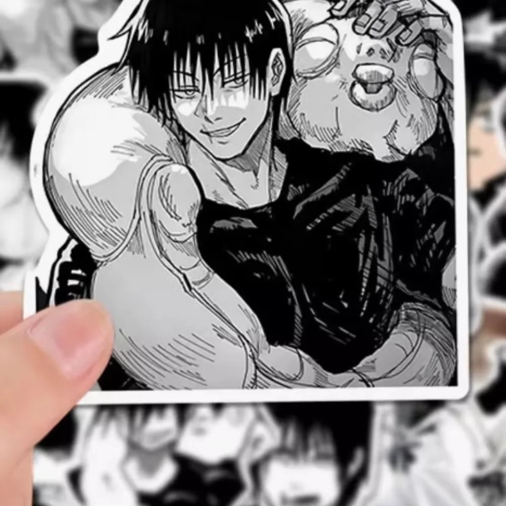 49 pçs arte preto e branco j-ujutsu kaisen adesivos legal fushiguro toji adesivo decoração carro portátil telefone presente