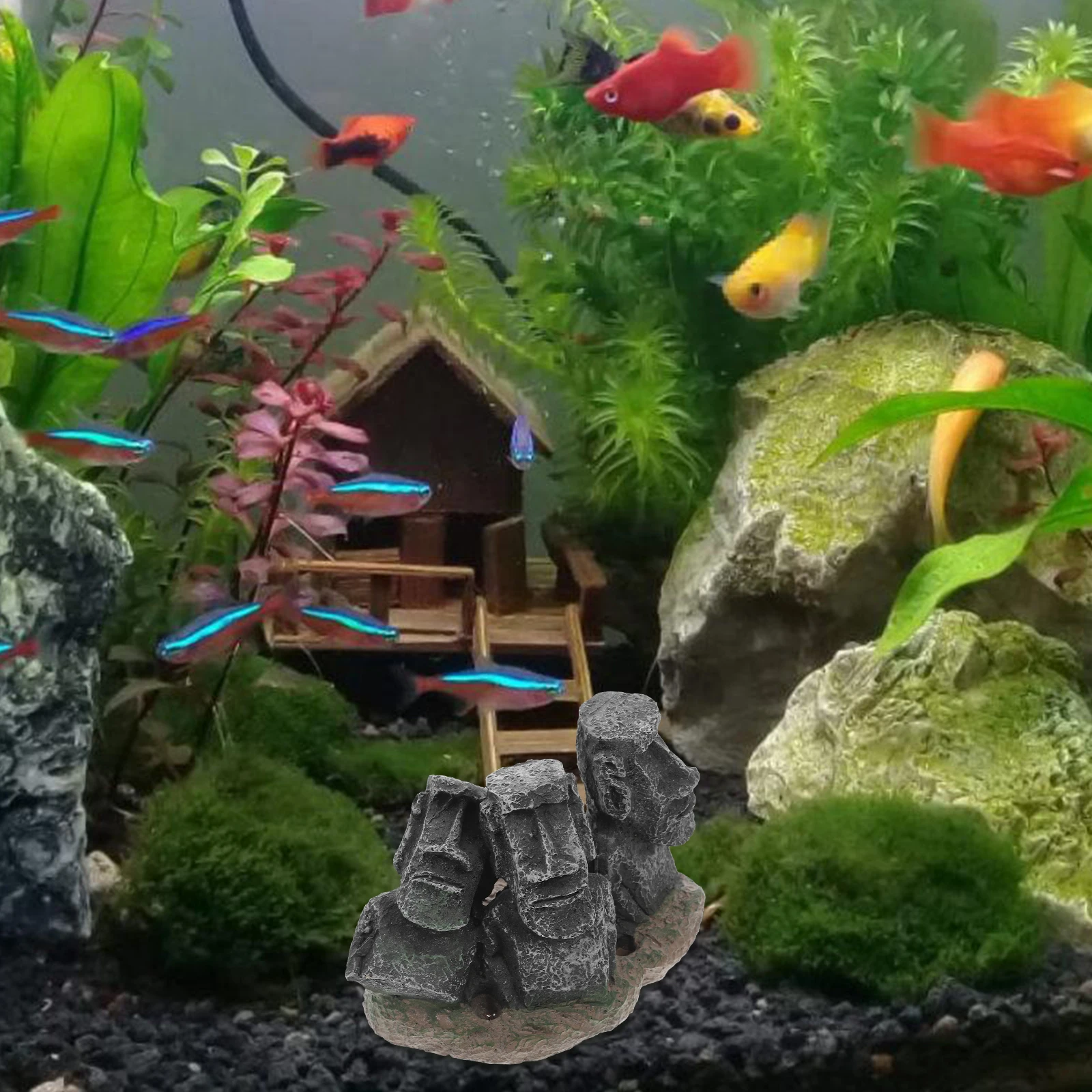 

Moai Figure Aquarium Ornaments Statue Resin Decorations Ancient Roman Egyptian Theme Underwater Landscape Betta