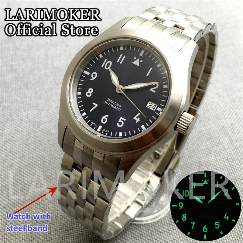 

LARIMOKER 36mm/39mm dome Sapphire Glass Japan NH35 Autoamtic 100M Black White Dial Luminous Mechanical Mens Watch