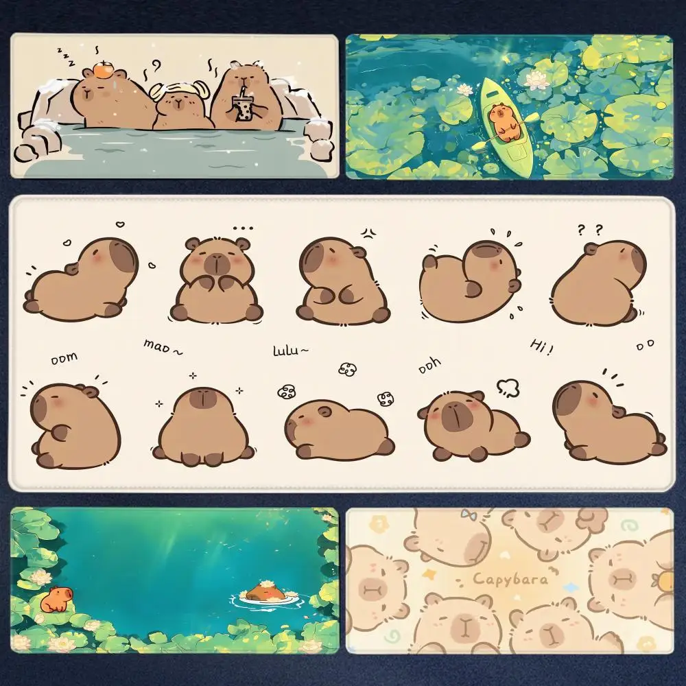 

Capybara Cute Mouse Pad 1200x600 Computer Desk Mat 5mm Thicking Super Big Large All Size Lock Edge Creative Rubber Keyboard Mat
