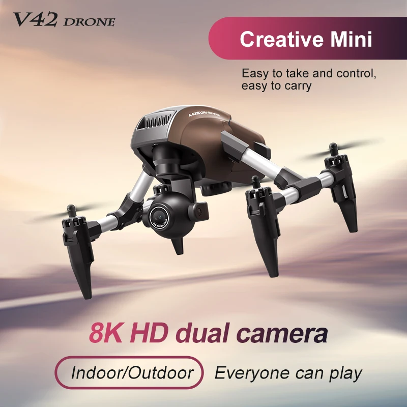 2024 Nowy V42 Mini Drone Profesjonalny 8K HD Podwójny aparat FPV WIFI Lokalizacja przepływu optycznego Uchwyt wysokości RC Quadcopter Prezent RC