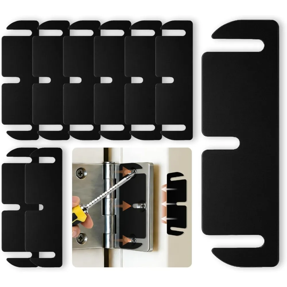

6/12pcs Door Hinge Shims 3.5 inch,Black Hinge Spacers,Thickness Adjustable Spacer for Doors, Adjusting The Spacing to Align