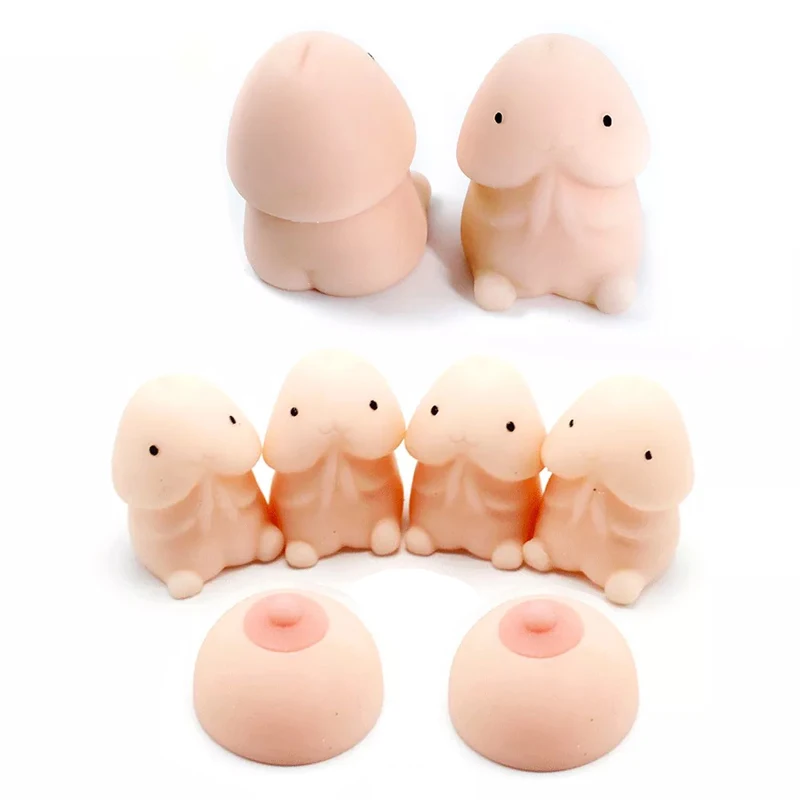 Mini Squishy Penis Dick Shape Toy Simulated Breast Slow Rising Stress Relief Toys PU Decompression Relax Pressure Toy Funny Gift