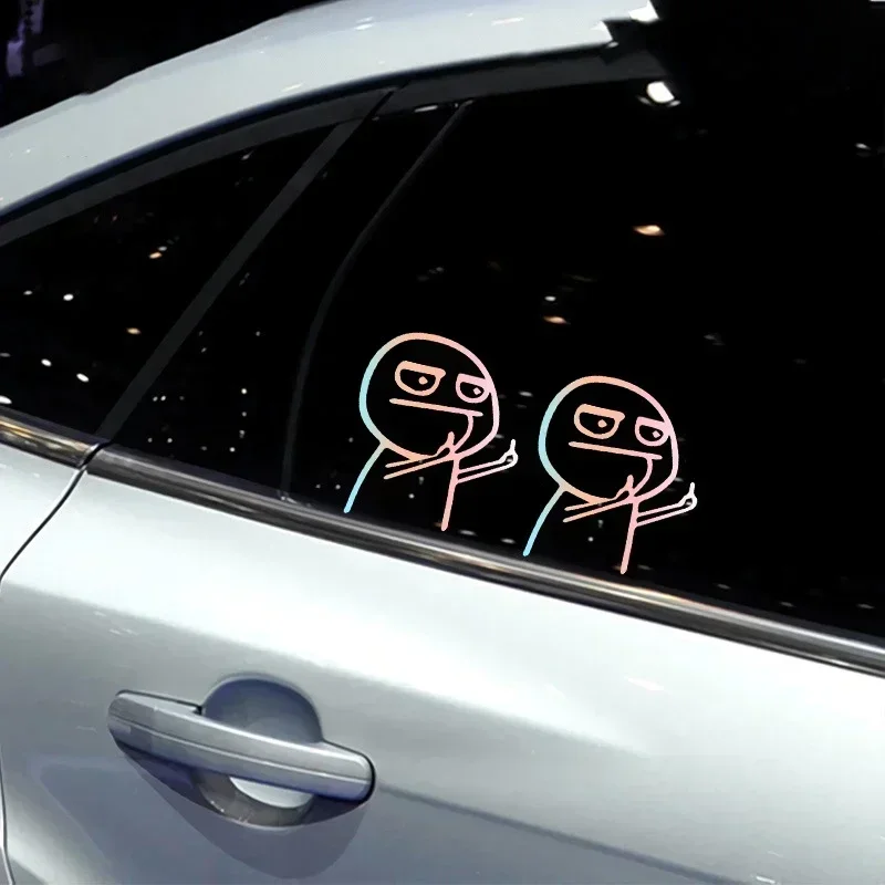 Funny Middle Finger Troll Face Meme 5PCS Stickers for Bumper Art Kid Decorations Cartoon Wall Anime Cute Car Home Luggage
