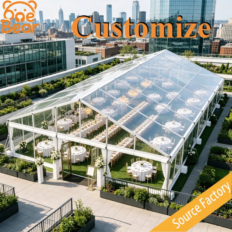 Custom Size Clear Glass EventTent Aluminum Truss Marquee 100Person Waterproof Resistant Outdoor Wedding Banquet Party Sun Canopy