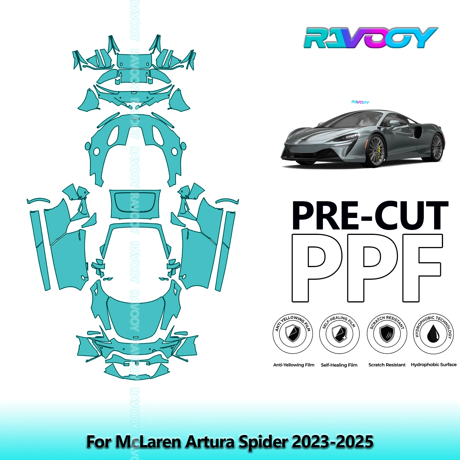 

8.5Mil Precut PPF Paint Protection Film Full Vehicle For McLaren Artura Spider 2023-2025