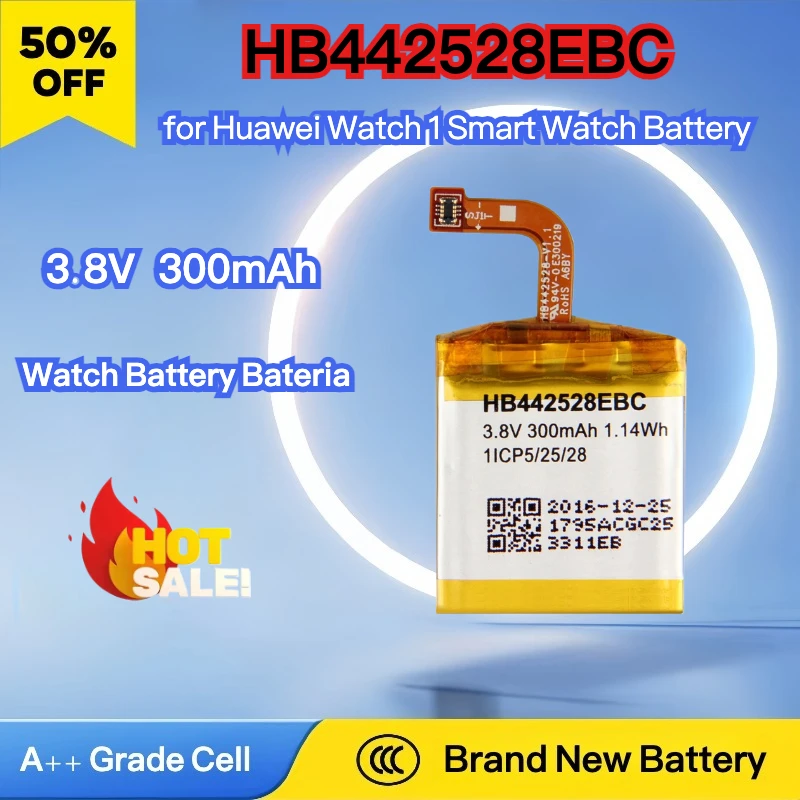 

3.8V 300mAh Brand New Replacement Battery HB442528EBC for Huawei Watch 1 Smart Watch Battery Bateria