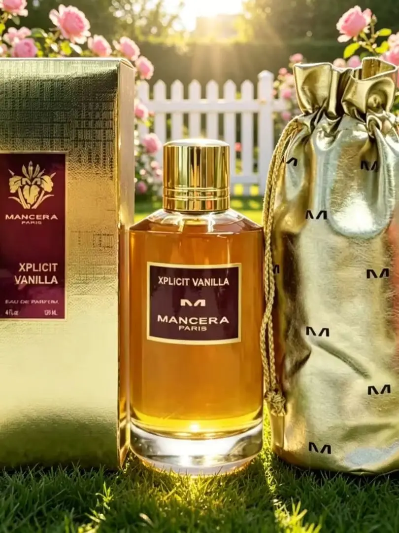 

Mancera Xplicit Vanilla Eau de Parfum Opulent Parisian Design: The elegant amber bottle with a gold cap and matching luxury pouch embodies the fragrance’s sophisticated, indulgent character Captivating Gourmand Scent: Opens with bright citrus and juicy be