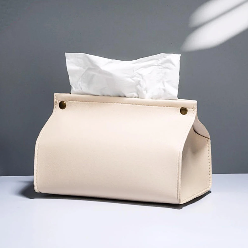 PU Leather Tissue Bag Napkin Holder Foldable Tissue Box Home Living Room Office Waterproof Dustproof Napkin Storage Case