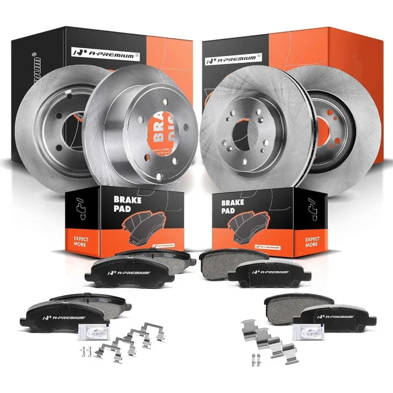 

A-Premium Front Vented & Rear Solid Disc Brake Rotors + Ceramic Pads Kit - 12-PC Set