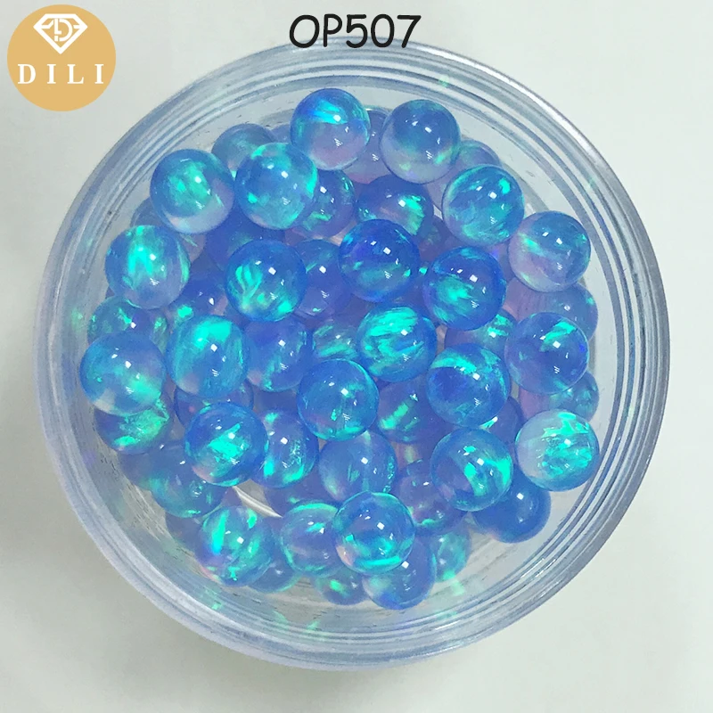 

Popular Jelly Color Beads OP507 Transparent Sky Blue Ball Shape Synthetic Opal Beads